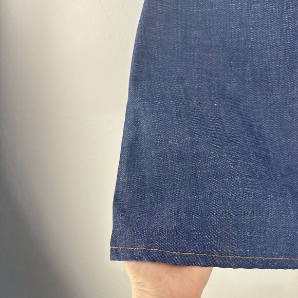 Vtg 60s 70s Levi's Denim Skirt Big E‎ Orange Tab Knee Length Size 10 Made in USA - Picture 2 of 9
